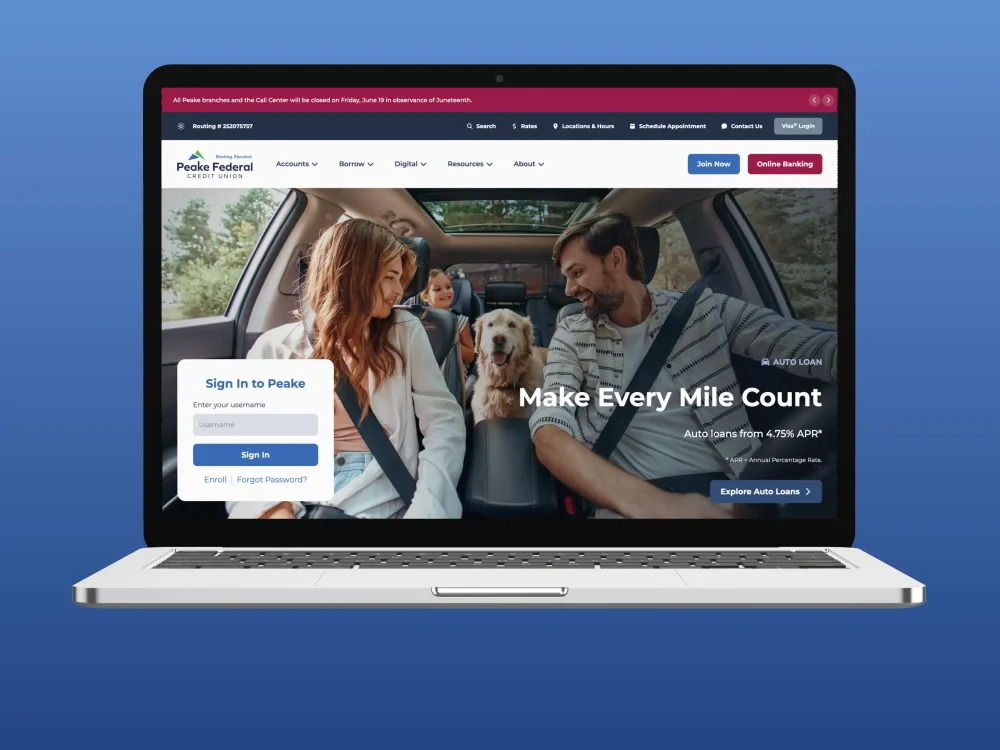 Peake Federal Credit Union - Desktop - Home Page